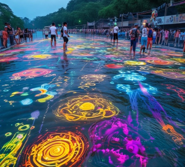 涪陵数字油画艺术节水上画布视觉盛宴