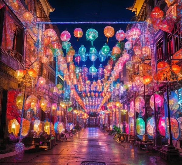 数字之光，传统节日的现代亮晶