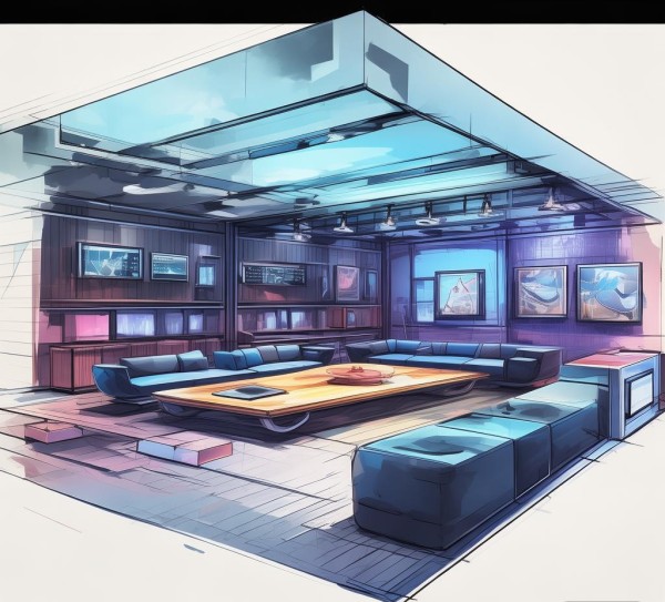 数字展会布置客厅手绘，从创意到实践的现代设计