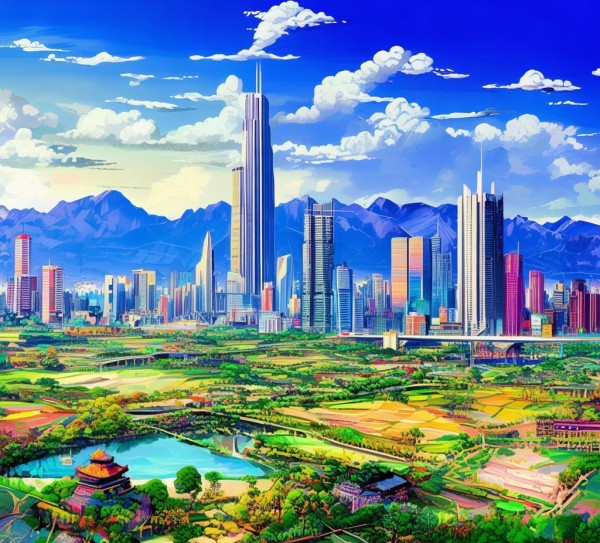 数字油画艺术与藤县未来与记忆的结合